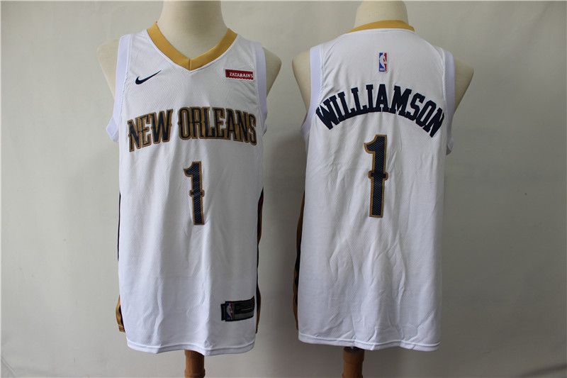 Men New Orleans Pelicans #1 Williamson White Game Nike NBA Jerseys